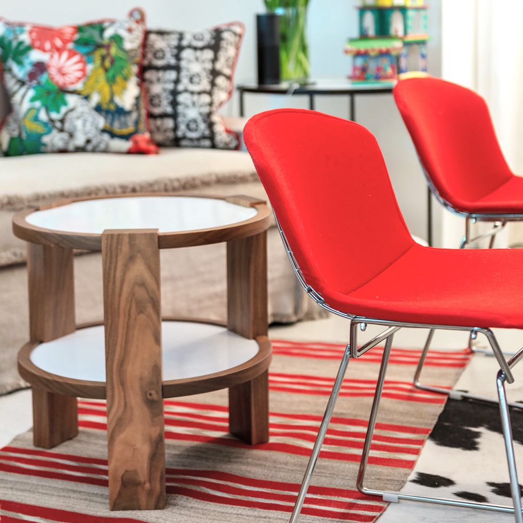 red modern dining chairs with Jackie coffee table